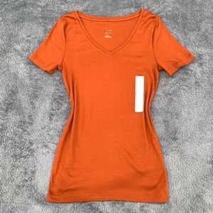 NEVER WORN Rust Orange / Dust Orange Soft Shortsleeve V-Neck Tee T-Shirt Top